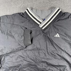 Adidas Jacket Men's L Black Windbreaker Zipper Pocket VTG